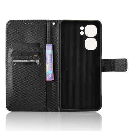 For Oukitel C58 Pro / C58 Case PU Leather Diamond Texture Wallet Phone Cover