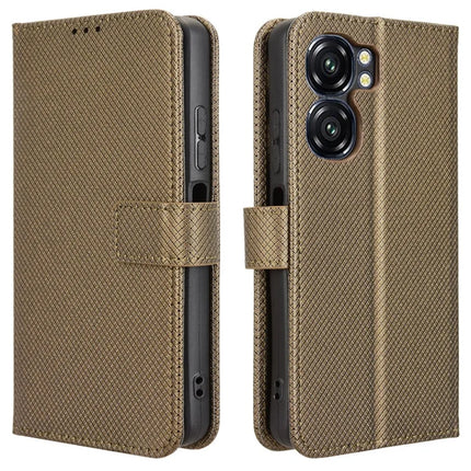 For Oukitel C58 Pro / C58 Case PU Leather Diamond Texture Wallet Phone Cover - Brown