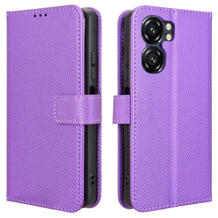 For Oukitel C58 Pro / C58 Case PU Leather Diamond Texture Wallet Phone Cover - Purple