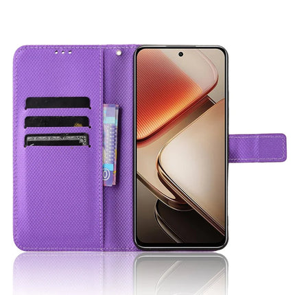 For Oukitel C58 Pro / C58 Case PU Leather Diamond Texture Wallet Phone Cover