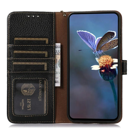 For OnePlus Ace 5 5G / 13R 5G Case RFID Blocking Genuine Cow Leather Phone Cover Litchi Texture