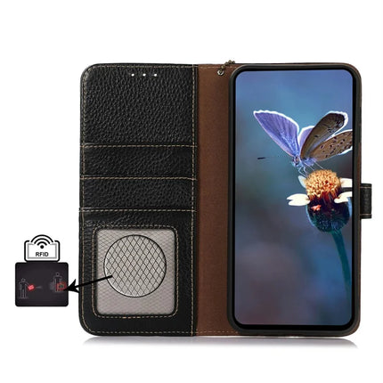 For OnePlus Ace 5 5G / 13R 5G Case RFID Blocking Genuine Cow Leather Phone Cover Litchi Texture