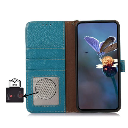 For OnePlus Ace 5 5G / 13R 5G Case RFID Blocking Genuine Cow Leather Phone Cover Litchi Texture