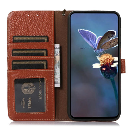 For OnePlus Ace 5 5G / 13R 5G Case RFID Blocking Genuine Cow Leather Phone Cover Litchi Texture