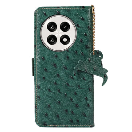 For OnePlus Ace 5 5G / 13R 5G Case RFID Blocking Genuine Cow Leather Phone Case Ostrich Texture