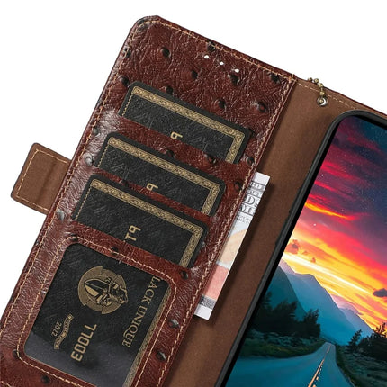 For OnePlus Ace 5 5G / 13R 5G Case RFID Blocking Genuine Cow Leather Phone Case Ostrich Texture