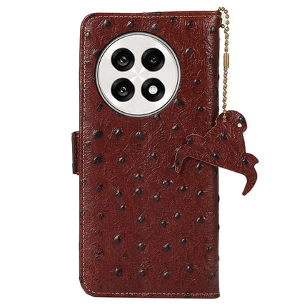 For OnePlus Ace 5 5G / 13R 5G Case RFID Blocking Genuine Cow Leather Phone Case Ostrich Texture
