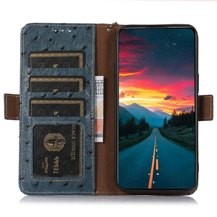 For OnePlus Ace 5 5G / 13R 5G Case RFID Blocking Genuine Cow Leather Phone Case Ostrich Texture