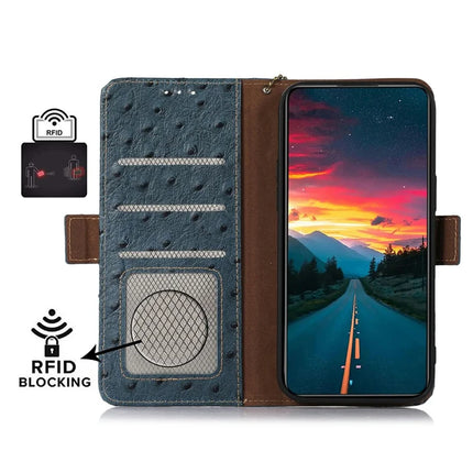 For OnePlus Ace 5 5G / 13R 5G Case RFID Blocking Genuine Cow Leather Phone Case Ostrich Texture