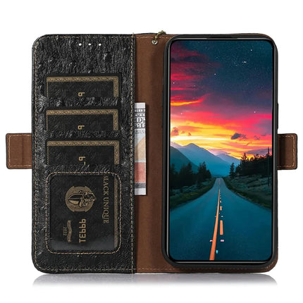 For OnePlus Ace 5 5G / 13R 5G Case RFID Blocking Genuine Cow Leather Phone Case Ostrich Texture