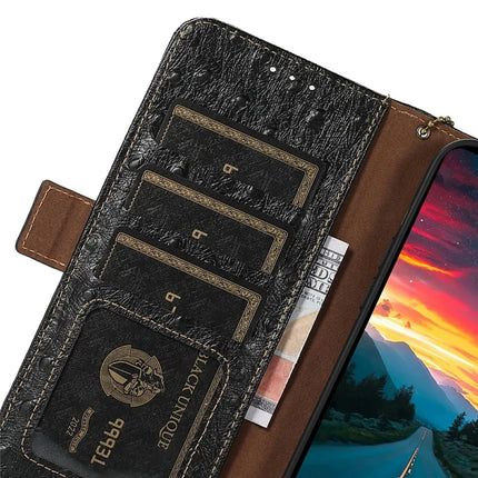 For OnePlus Ace 5 5G / 13R 5G Case RFID Blocking Genuine Cow Leather Phone Case Ostrich Texture