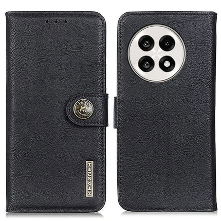 KHAZNEH For OnePlus 13R 5G / Ace 5 5G Wallet Case Cowhide Texture Leather Flip Phone Cover - Black
