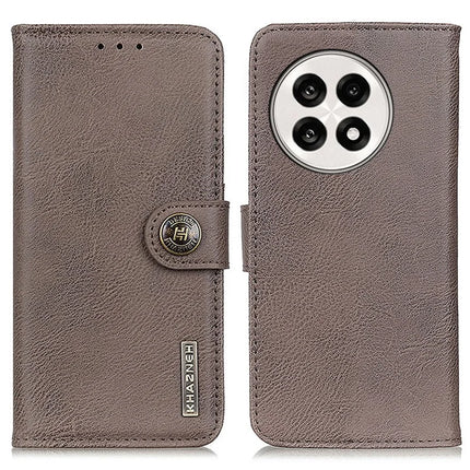 KHAZNEH For OnePlus 13R 5G / Ace 5 5G Wallet Case Cowhide Texture Leather Flip Phone Cover - Khaki