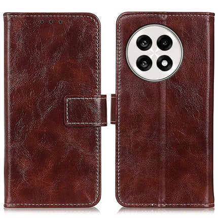 For OnePlus 13R 5G / Ace 5 5G Leather Case Wallet Phone Cover Crazy Horse Texture - Brown