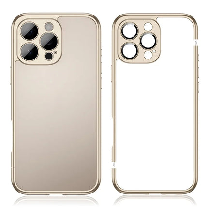 For iPhone 16 Pro Max Bumper Case Electroplating Hard PC Protective Cover with Camera Lens Film