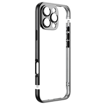 For iPhone 16 Pro Max Bumper Case Electroplating Hard PC Protective Cover with Camera Lens Film