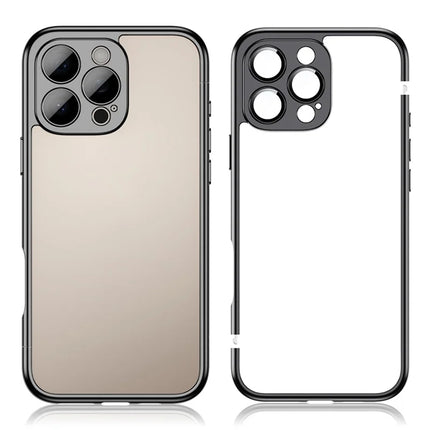 For iPhone 16 Pro Max Bumper Case Electroplating Hard PC Protective Cover with Camera Lens Film