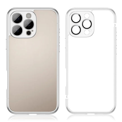 For iPhone 16 Pro Max Bumper Case Electroplating Hard PC Protective Cover with Camera Lens Film