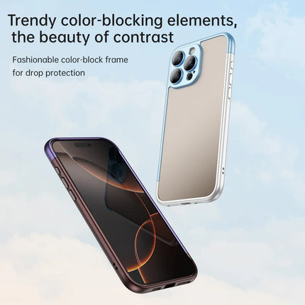 For iPhone 16 Pro Max Case Hard PC Rubberized Frame Back Hollow Design Matte Phone Cover with Glass Lens Film