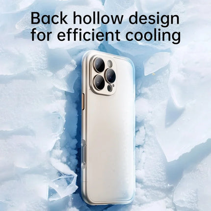 For iPhone 16 Pro Max Case Hard PC Rubberized Frame Back Hollow Design Matte Phone Cover with Glass Lens Film
