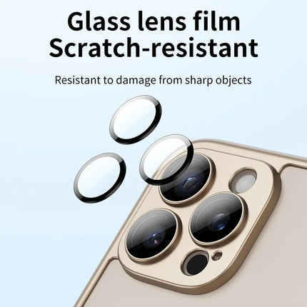 For iPhone 16 Pro Max Case Hard PC Rubberized Frame Back Hollow Design Matte Phone Cover with Glass Lens Film