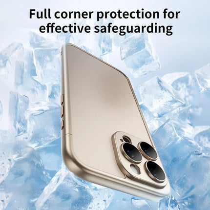 For iPhone 16 Pro Max Case Hard PC Rubberized Frame Back Hollow Design Matte Phone Cover with Glass Lens Film