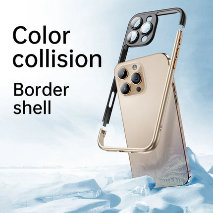 For iPhone 16 Pro Max Case Hard PC Rubberized Frame Back Hollow Design Matte Phone Cover with Glass Lens Film