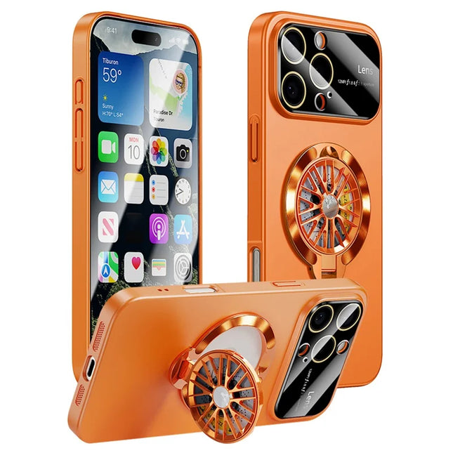 For iPhone 16 Pro Max Case Compatible with MagSafe Hard PC Kickstand Phone Cover - Orange
