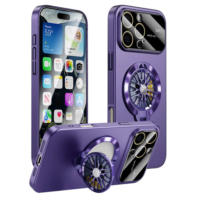 For iPhone 16 Pro Max Case Compatible with MagSafe Hard PC Kickstand Phone Cover - Dark Purple