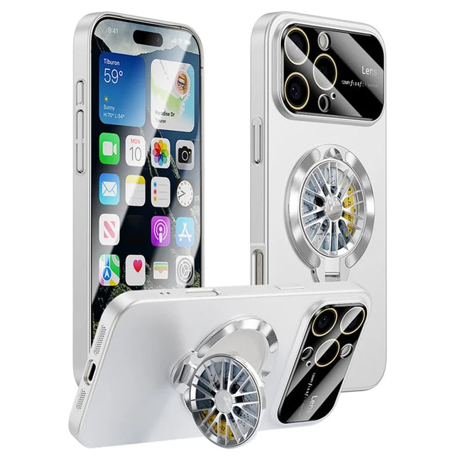 For iPhone 16 Pro Case Compatible with MagSafe Hard PC Kickstand Phone Cover - Ivory White