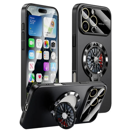 For iPhone 16 Pro Case Compatible with MagSafe Hard PC Kickstand Phone Cover - Black