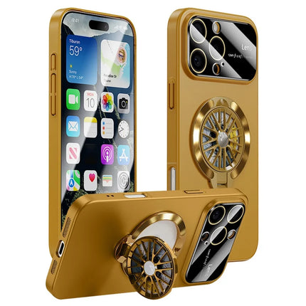 For iPhone 16 Pro Case Compatible with MagSafe Hard PC Kickstand Phone Cover - Khaki