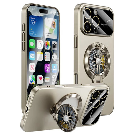 For iPhone 16 Pro Case Compatible with MagSafe Hard PC Kickstand Phone Cover - Titanium
