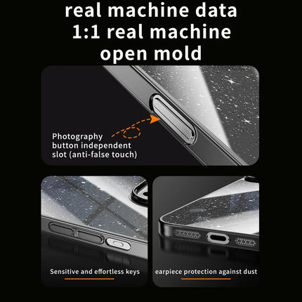 For iPhone 16 Pro Case PC + Glitter Glass Protective Phone Cover