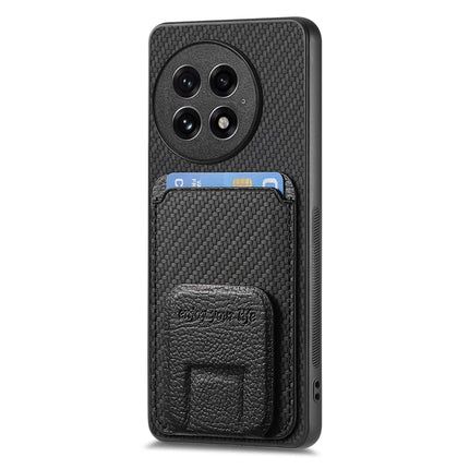 For OnePlus 13 Case Card Holder Carbon Fiber Texture Leather Coated TPU Phone Cover