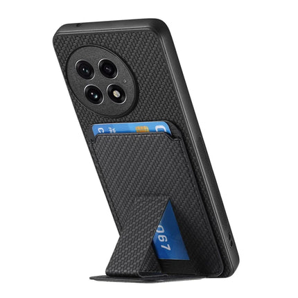 For OnePlus 13 Case Card Holder Carbon Fiber Texture Leather Coated TPU Phone Cover