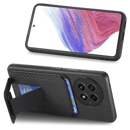 For OnePlus 13 Case Card Holder Carbon Fiber Texture Leather Coated TPU Phone Cover