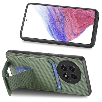 For OnePlus 13 Case Card Holder Carbon Fiber Texture Leather Coated TPU Phone Cover