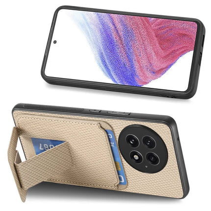 For OnePlus 13 Case Card Holder Carbon Fiber Texture Leather Coated TPU Phone Cover