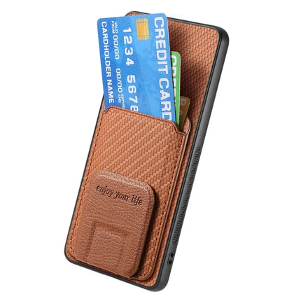 For OnePlus 13 Case Card Holder Carbon Fiber Texture Leather Coated TPU Phone Cover