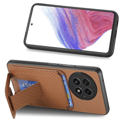 For OnePlus 13 Case Card Holder Carbon Fiber Texture Leather Coated TPU Phone Cover