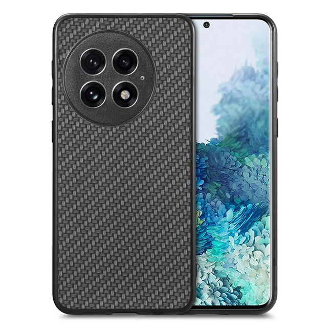 For OnePlus 13 Case Carbon Fiber Texture PU+PC+TPU Phone Back Cover - Black