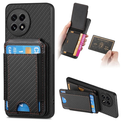 For OnePlus 13 Case with Card Holder Kickstand Leather Back Cover - Black