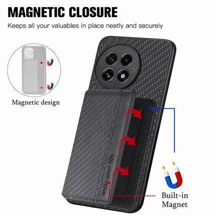 For OnePlus 13 Case RFID Blocking Carbon Fiber Leather Phone Back Cover with Card Holder