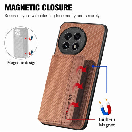 For OnePlus 13 Case RFID Blocking Carbon Fiber Leather Phone Back Cover with Card Holder
