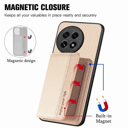 For OnePlus 13 Case RFID Blocking Carbon Fiber Leather Phone Back Cover with Card Holder
