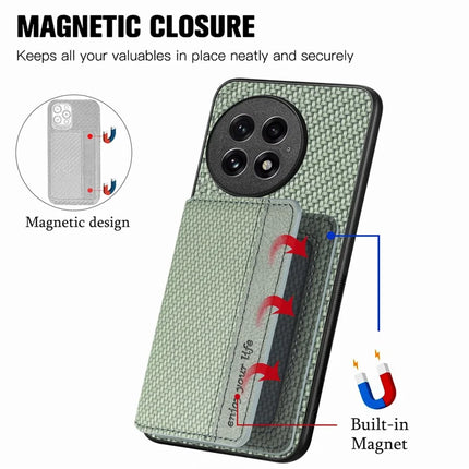 For OnePlus 13 Case RFID Blocking Carbon Fiber Leather Phone Back Cover with Card Holder