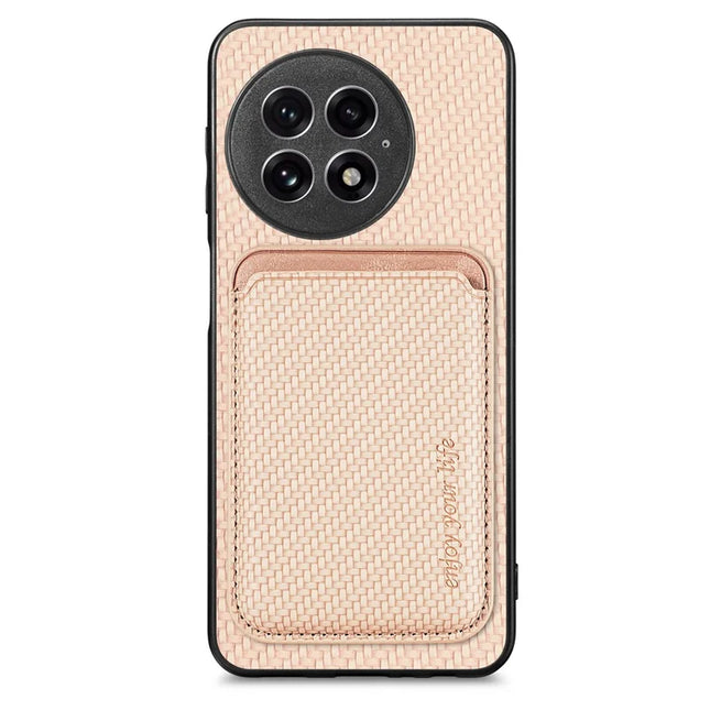 For OnePlus 13 Case Magnetic Detachable Card Holder Phone Back Cover - Khaki