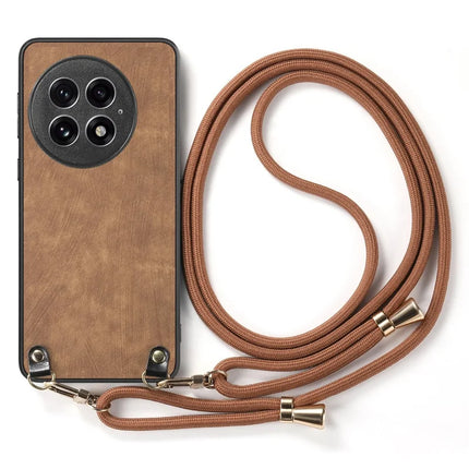 For OnePlus 13 Retro Leather Phone Back Cover with Adjustable Strap