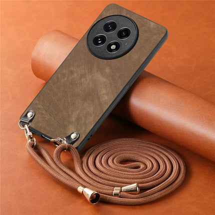 For OnePlus 13 Retro Leather Phone Back Cover with Adjustable Strap